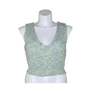 LULU'S Women's Knit V-Neck Sweater Tank Green/Blue Size Large